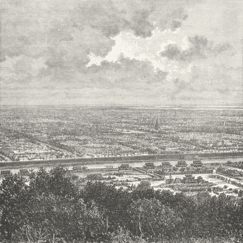 BURMA. Mandalay, from Hill c1885 old antique vintage print picture